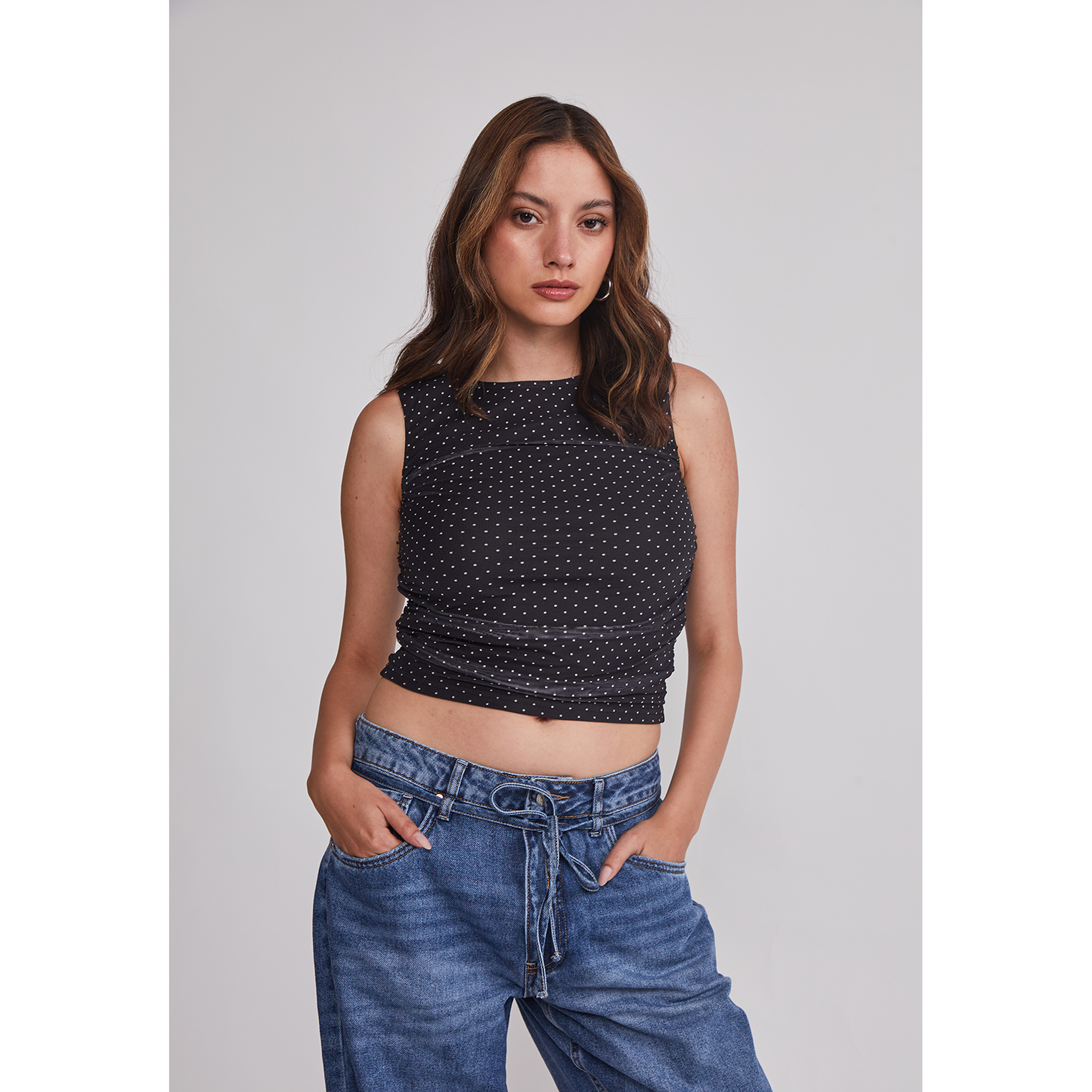 Peto Mujer Drapeado Trend Negro Sioux 1