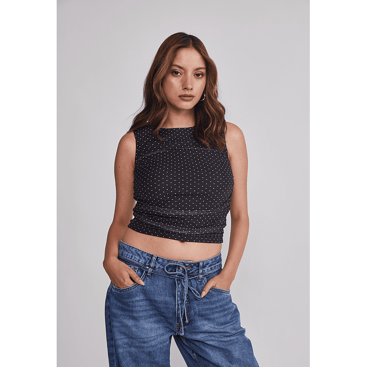 Peto Mujer Drapeado Trend Negro Sioux 1