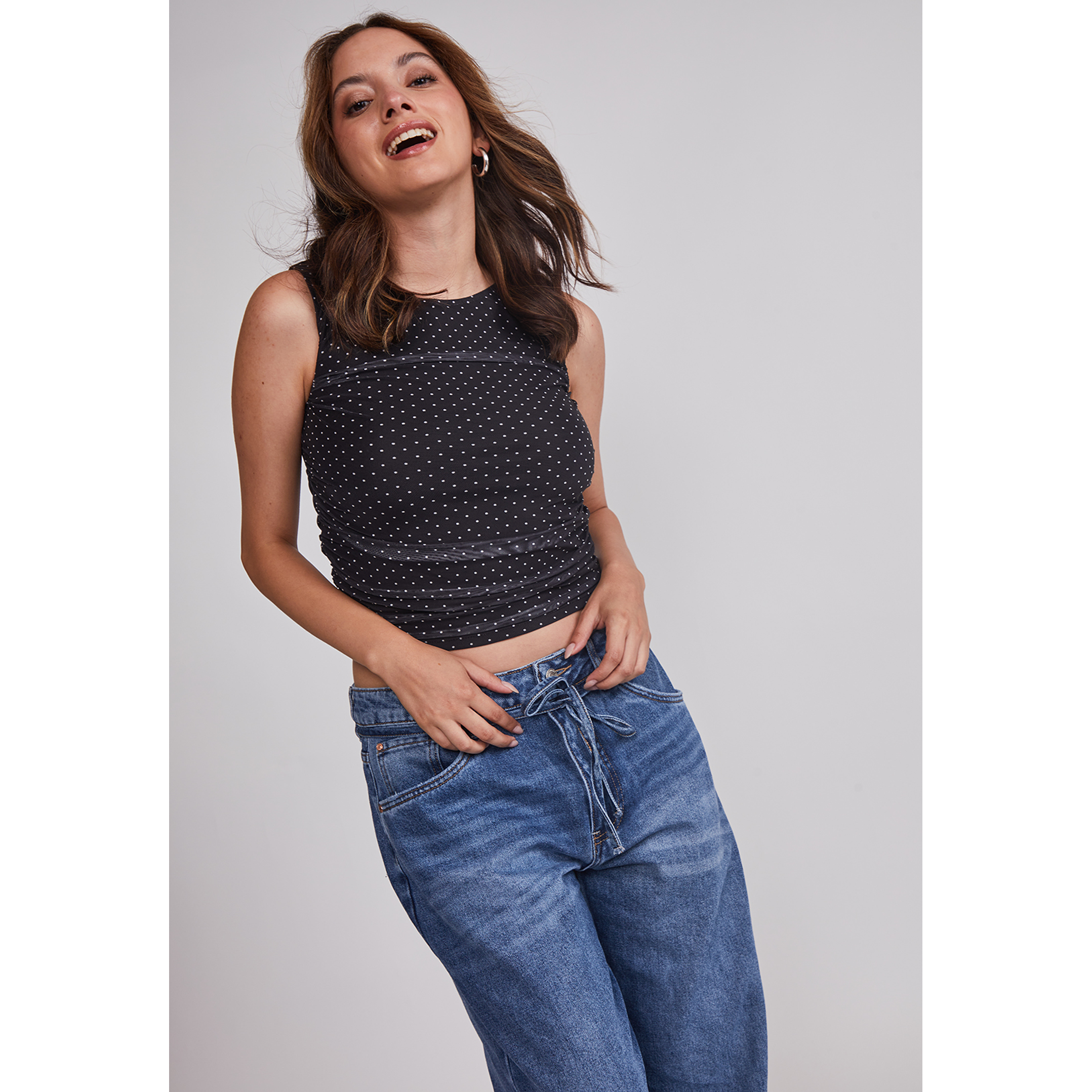 Peto Mujer Drapeado Trend Negro Sioux 5