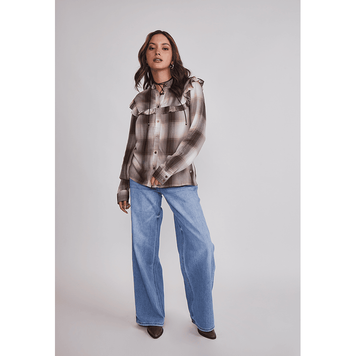 Blusa Mujer Volantes Café Sioux 2