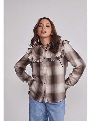 Blusa Mujer Volantes Café Sioux