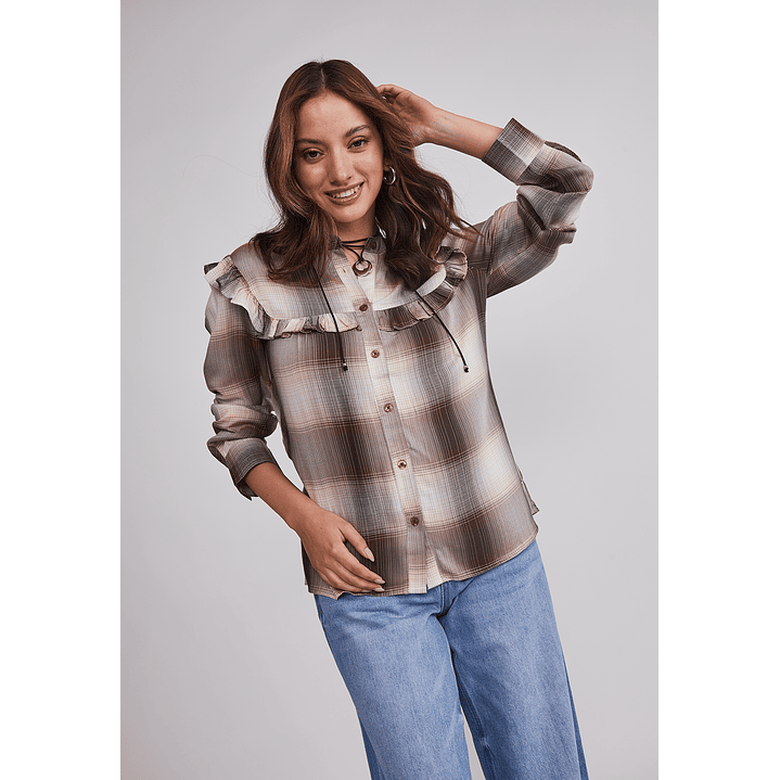 Blusa Mujer Volantes Café Sioux 5