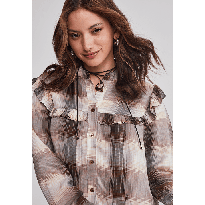 Blusa Mujer Volantes Café Sioux 4