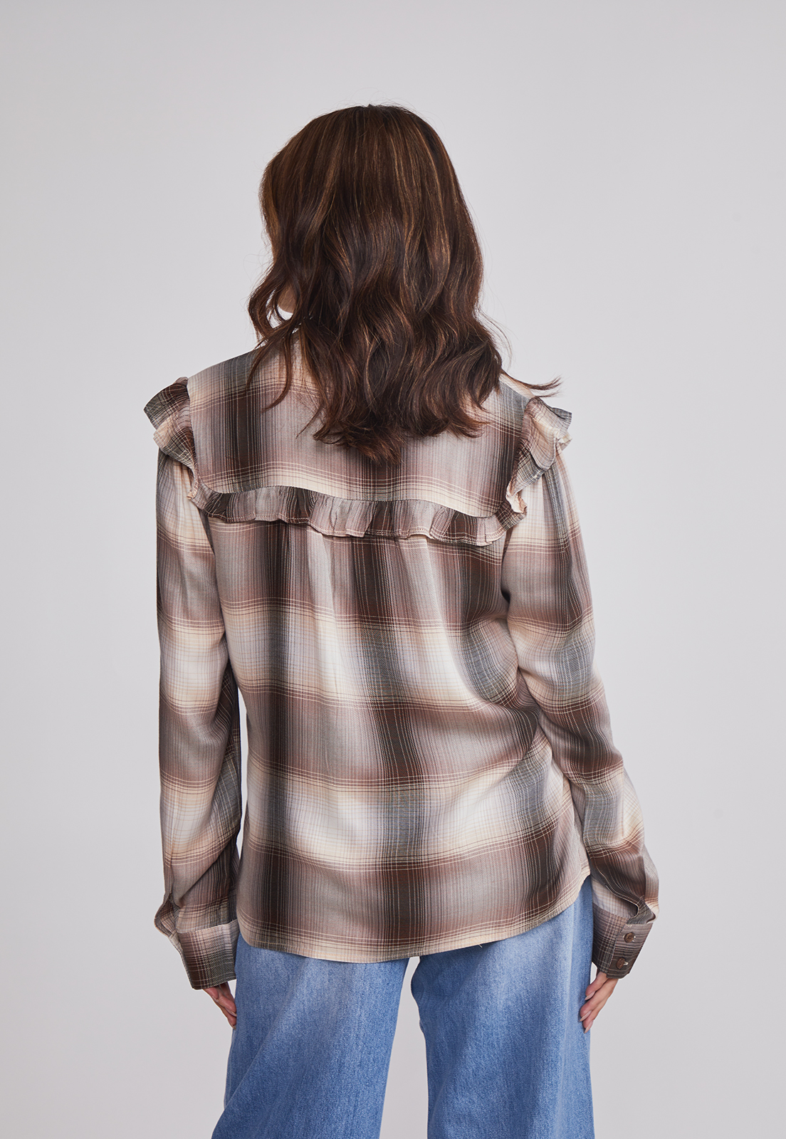 Blusa Mujer Volantes Café Sioux 2
