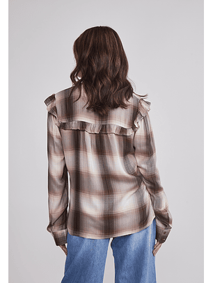Blusa Mujer Volantes Café Sioux