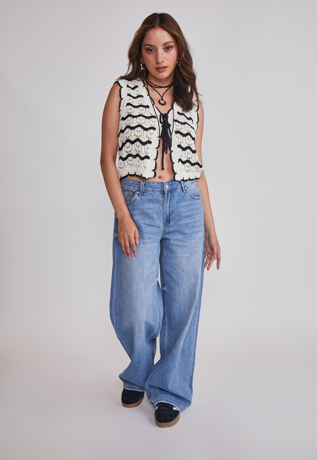 Peto Mujer Tejido Listado Negro Sioux 4