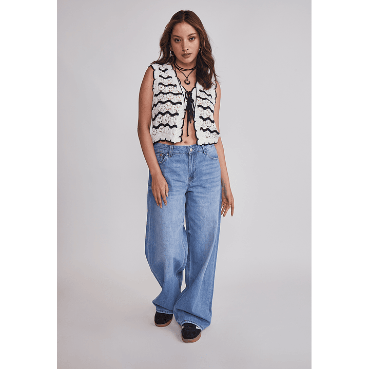 Peto Mujer Tejido Listado Negro Sioux 2