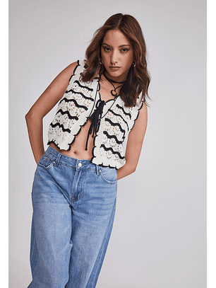 Peto Mujer Tejido Listado Negro Sioux