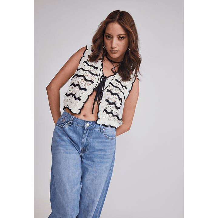 Peto Mujer Tejido Listado Negro Sioux 3