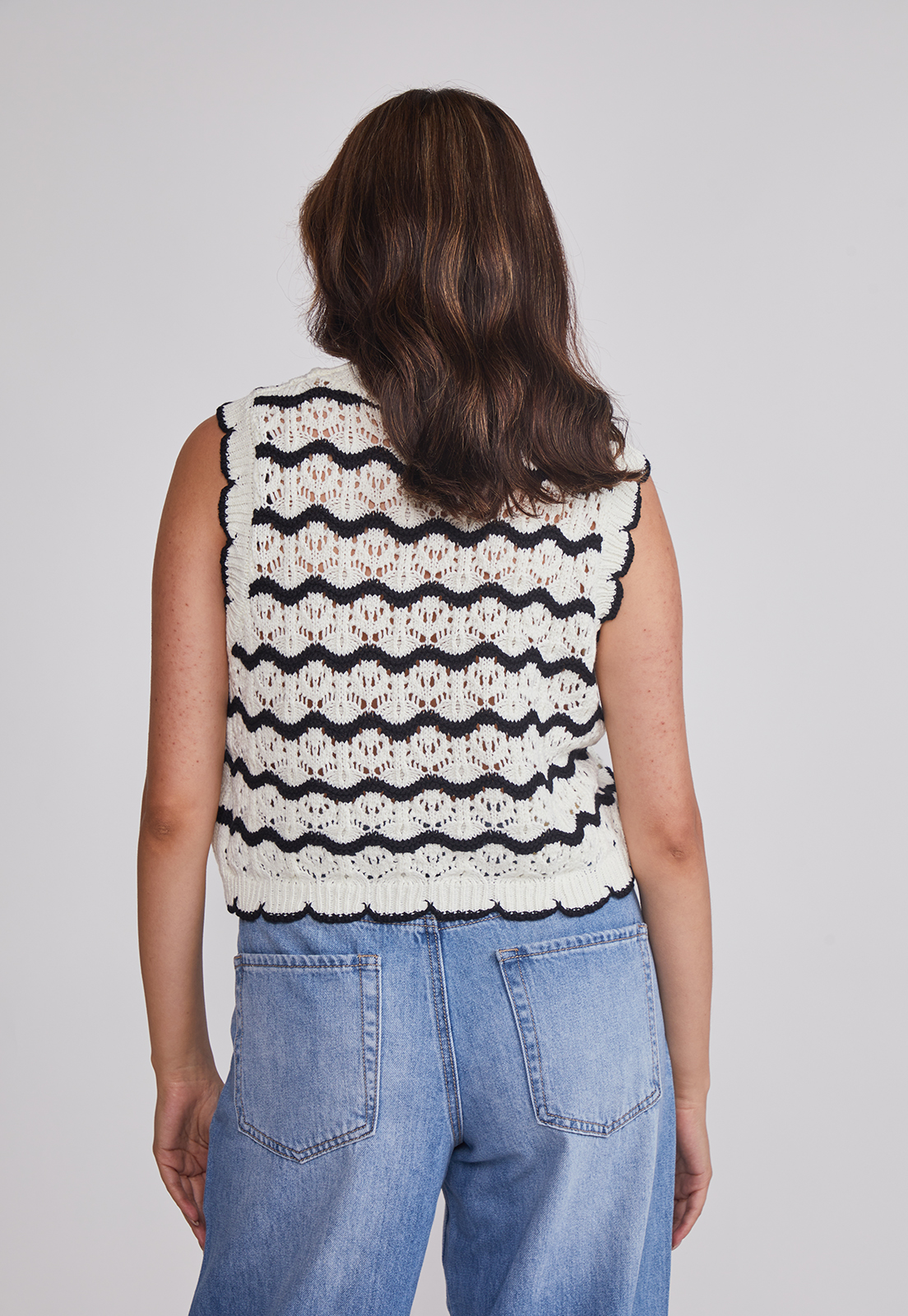 Peto Mujer Tejido Listado Negro Sioux 2