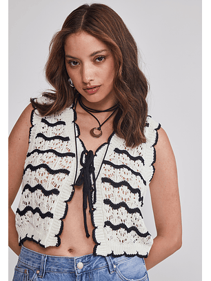 Peto Mujer Tejido Listado Negro Sioux