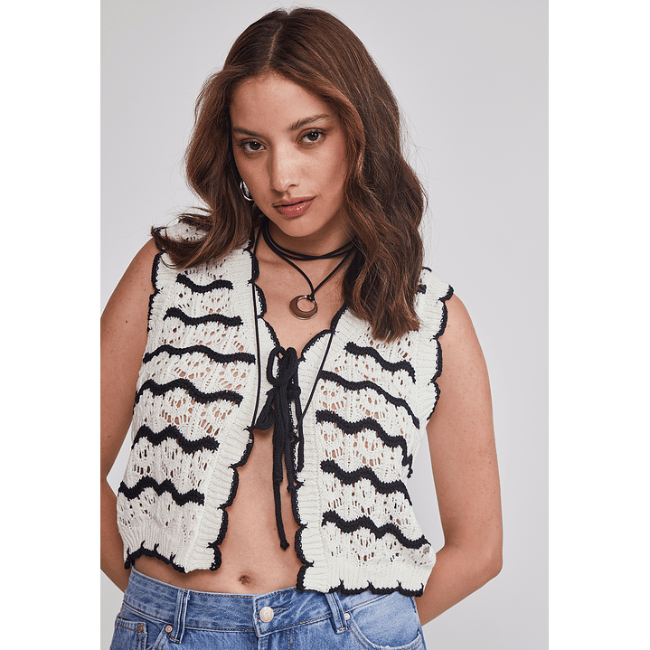 Peto Mujer Tejido Listado Negro Sioux 1