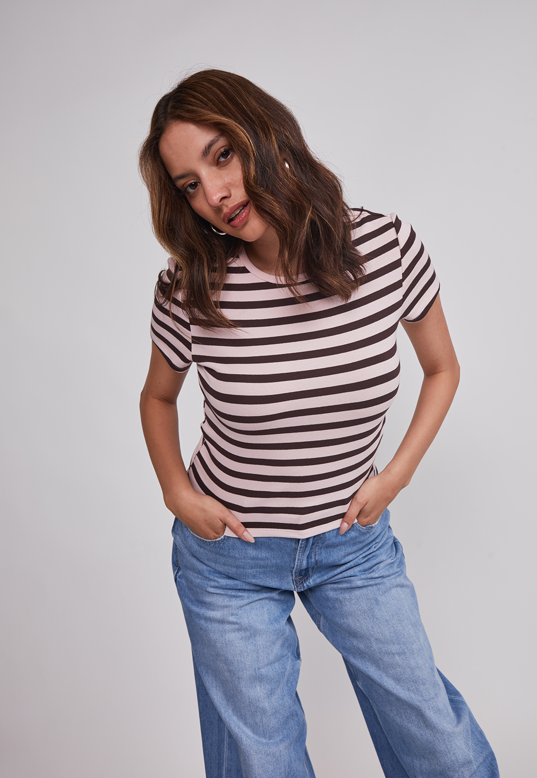 Polera Mujer Listada Rosado Sioux 5