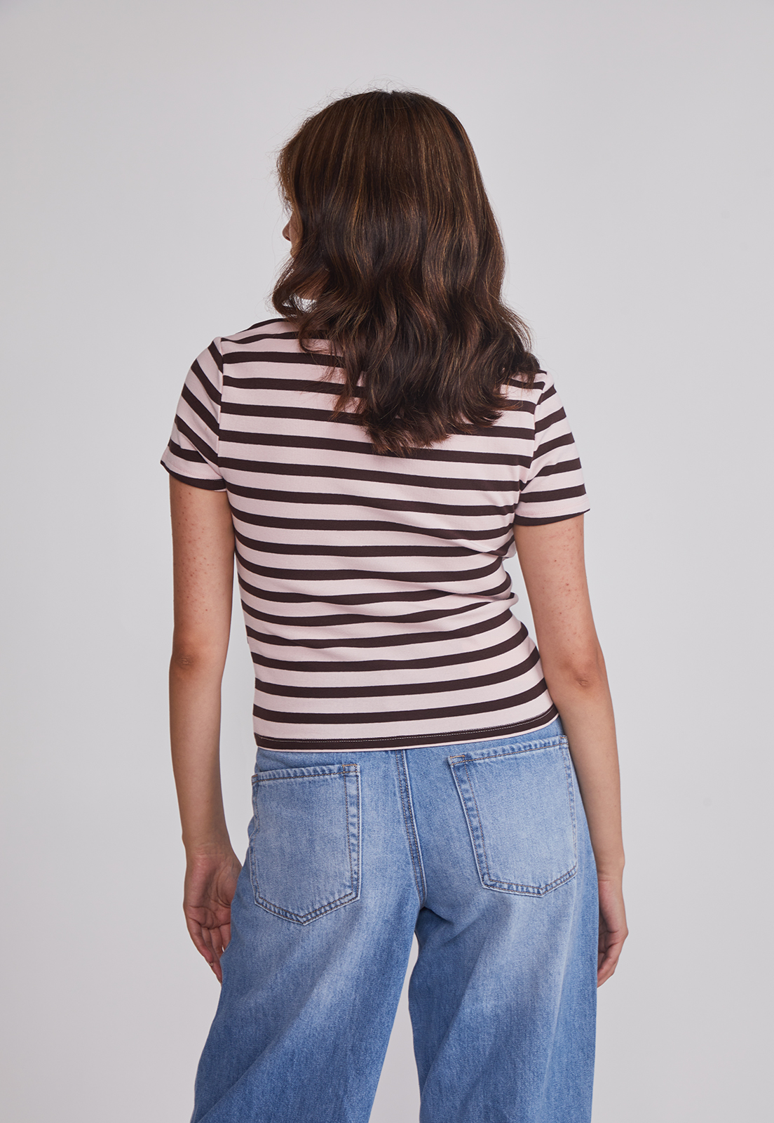 Polera Mujer Listada Rosado Sioux 2