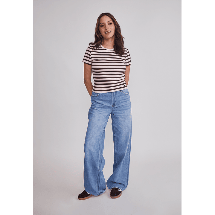 Polera Mujer Listada Rosado Sioux 2