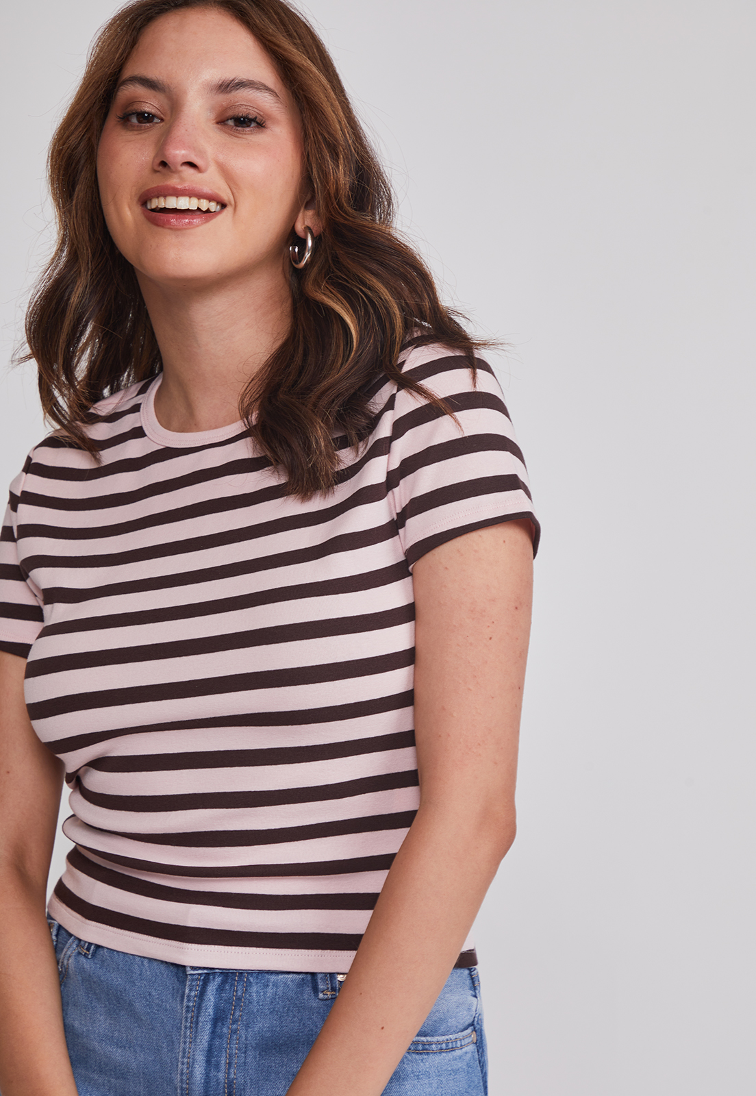 Polera Mujer Listada Rosado Sioux 4