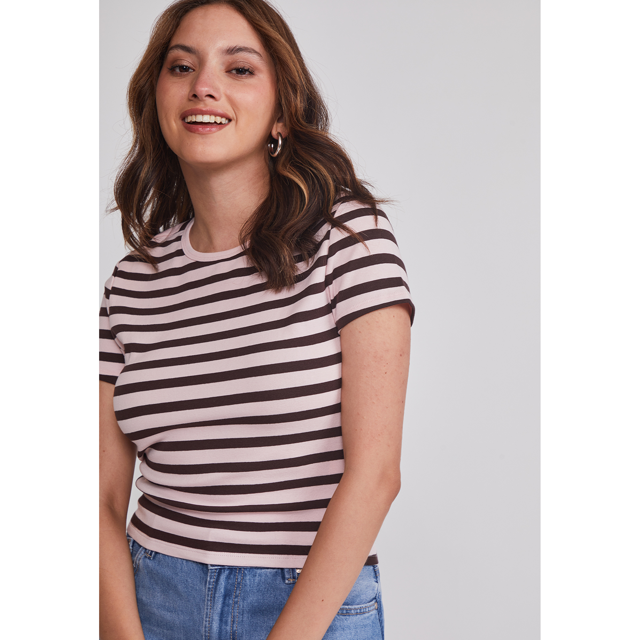 Polera Mujer Listada Rosado Sioux 4