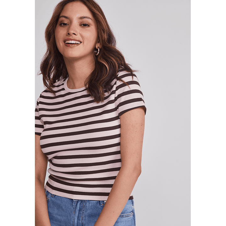 Polera Mujer Listada Rosado Sioux 4