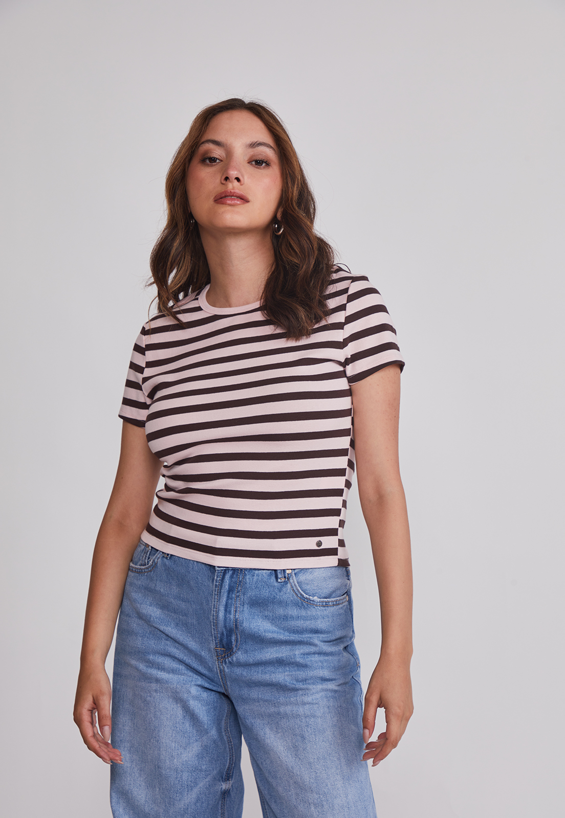 Polera Mujer Listada Rosado Sioux 1