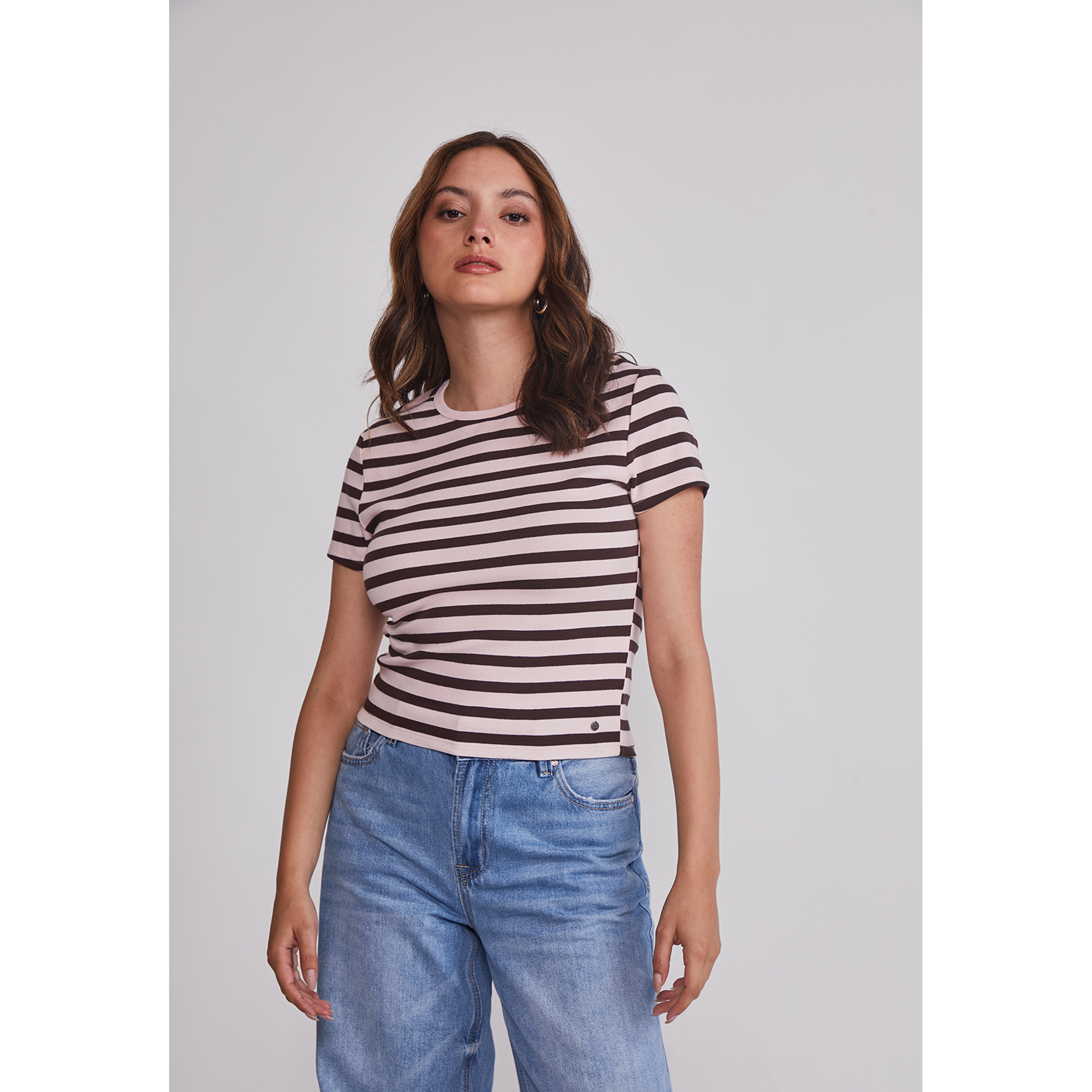 Polera Mujer Listada Rosado Sioux 1