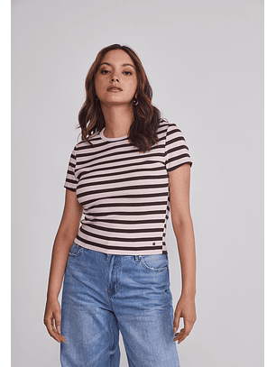 Polera Mujer Listada Rosado Sioux