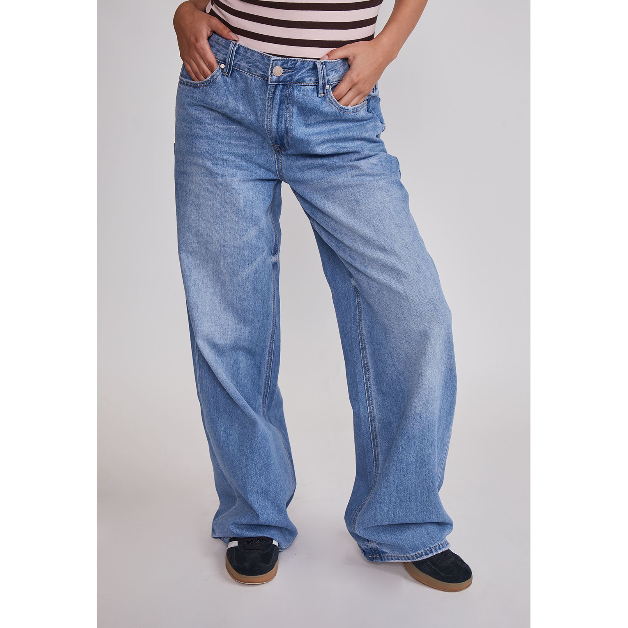 Jeans Mujer Wide Leg Tiro Bajo Azul Sioux 1