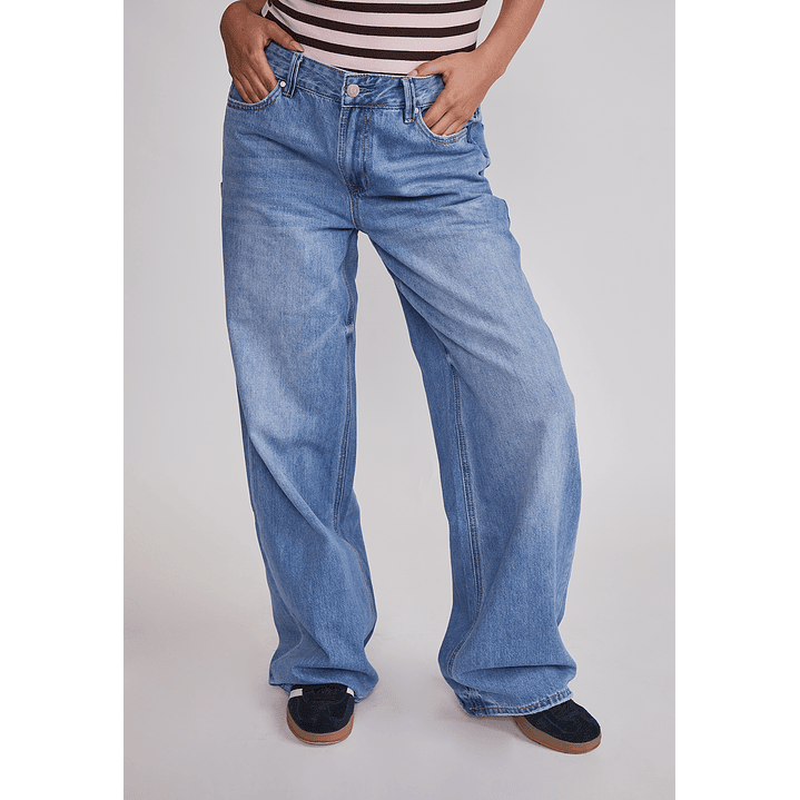 Jeans Mujer Wide Leg Tiro Bajo Azul Sioux 1