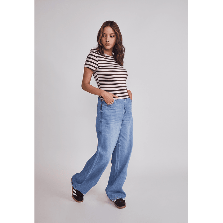 Jeans Mujer Wide Leg Tiro Bajo Azul Sioux 2