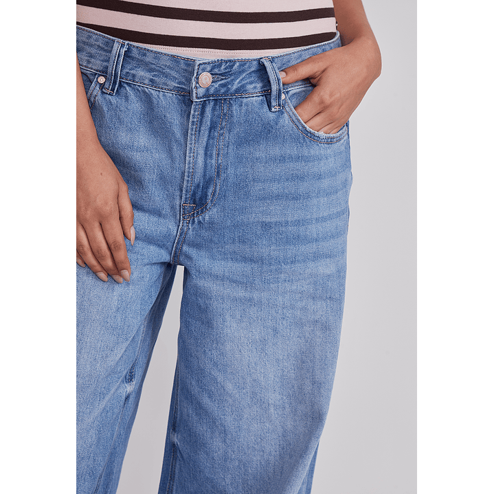 Jeans Mujer Wide Leg Tiro Bajo Azul Sioux 4
