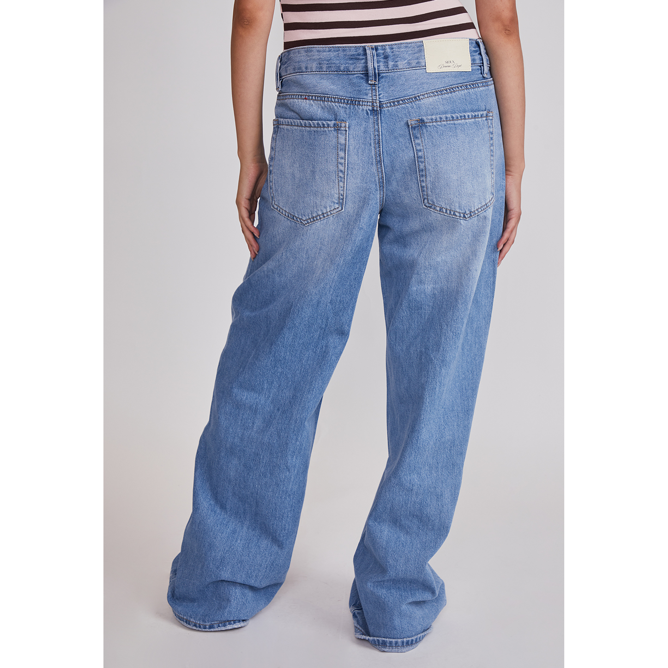 Jeans Mujer Wide Leg Tiro Bajo Azul Sioux 3