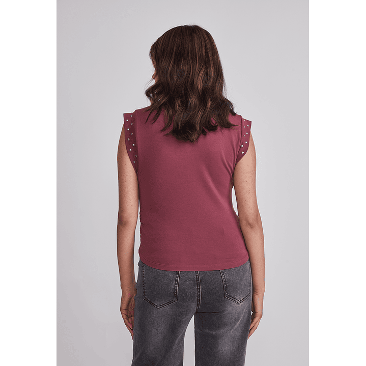 Polera Mujer Tachas Mangas Burdeo Sioux 3