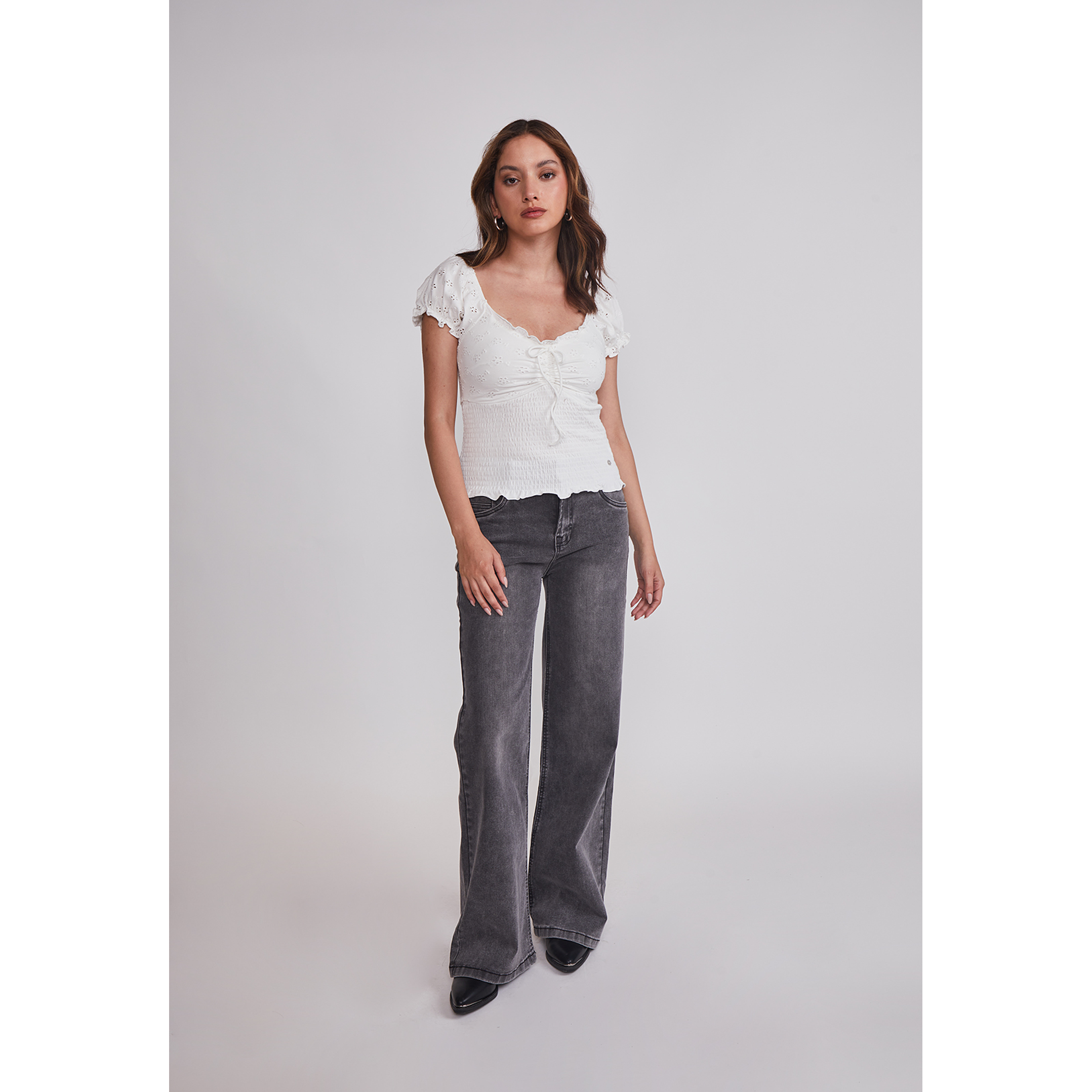 Polera Mujer Romantic Panal Blanco Sioux 2