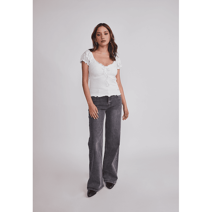 Polera Mujer Romantic Panal Blanco Sioux 2