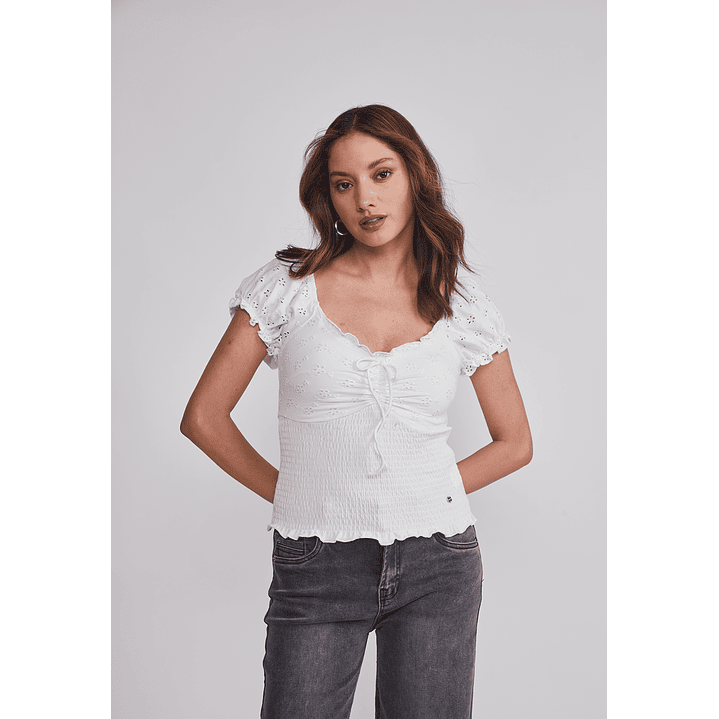 Polera Mujer Romantic Panal Blanco Sioux 1