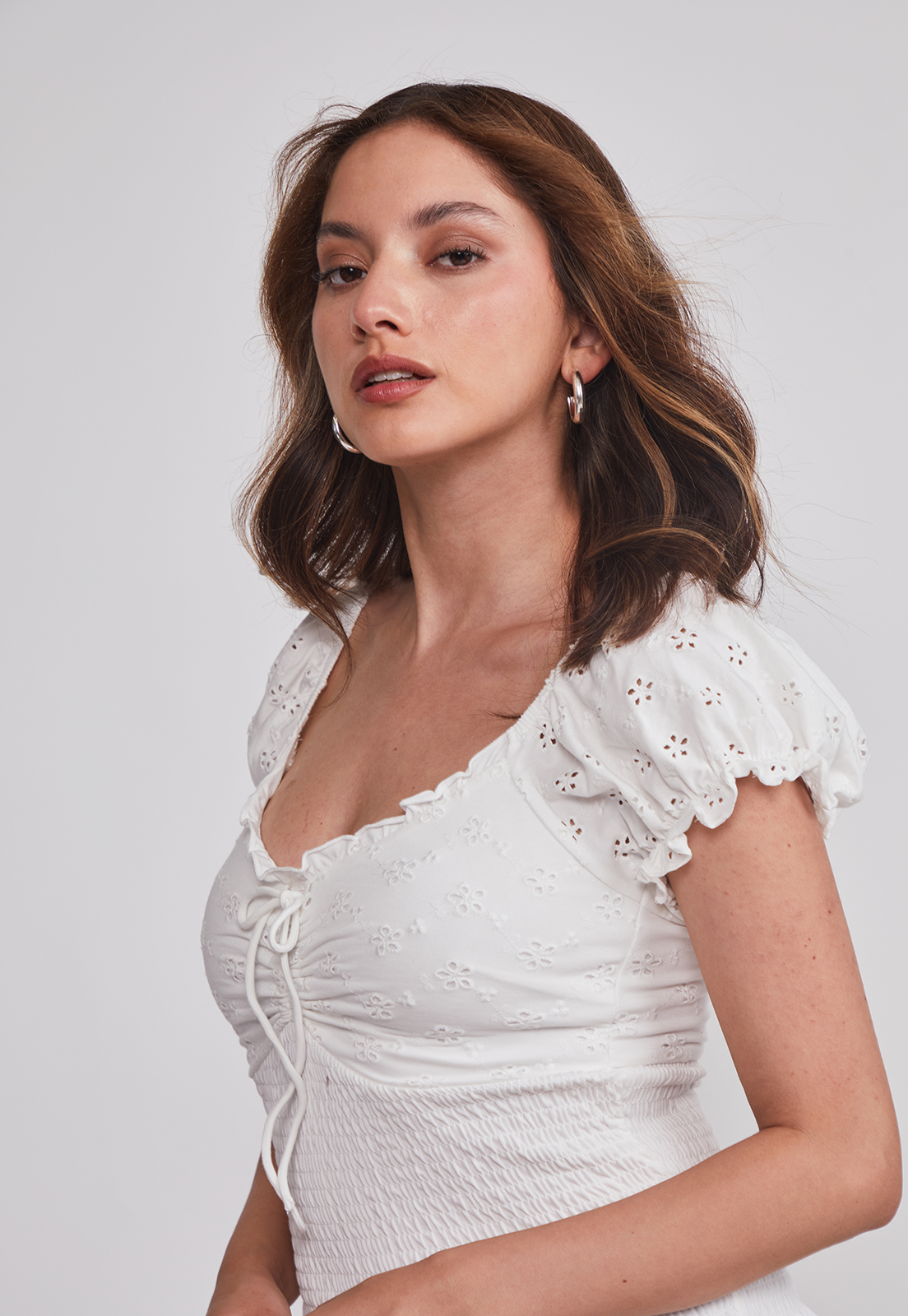 Polera Mujer Romantic Panal Blanco Sioux 4