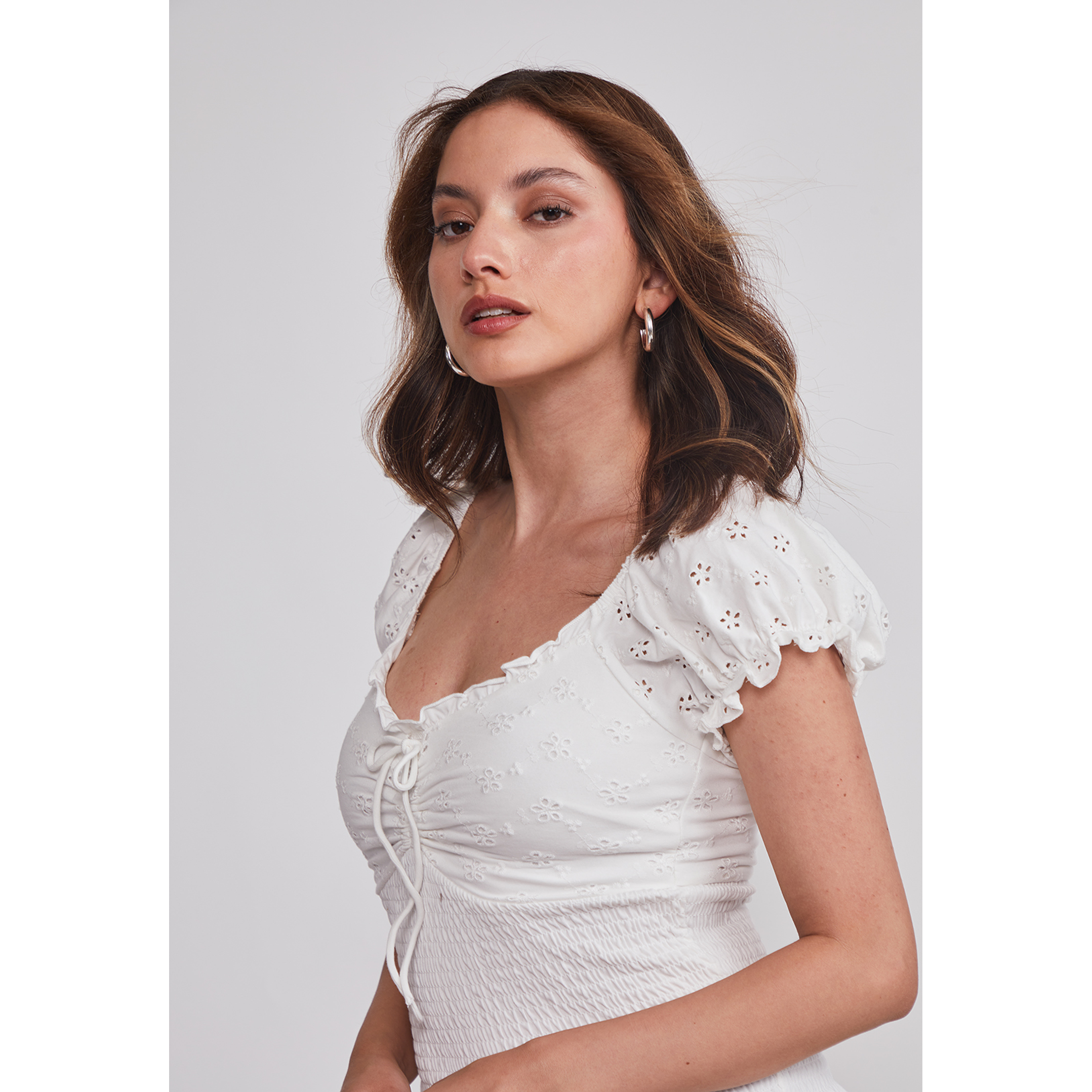 Polera Mujer Romantic Panal Blanco Sioux 4