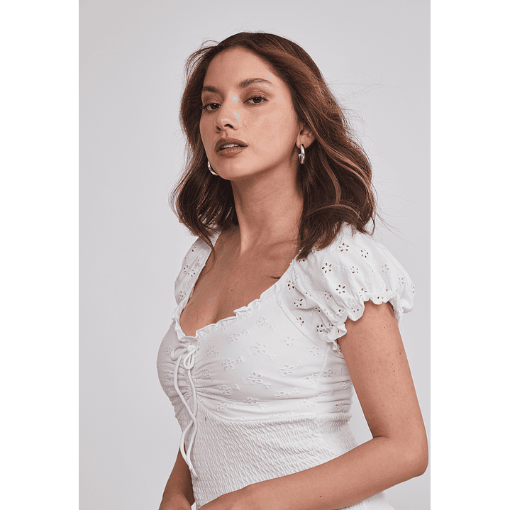 Polera Mujer Romantic Panal Blanco Sioux 4