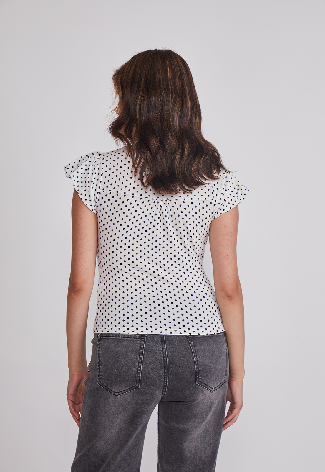 Polera Mujer Botones Lunares Blanco Sioux 2