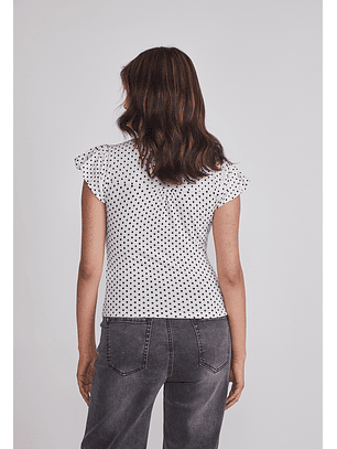 Polera Mujer Botones Lunares Blanco Sioux