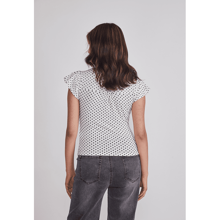 Polera Mujer Botones Lunares Blanco Sioux 3