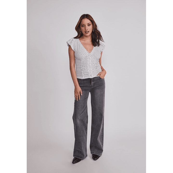 Polera Mujer Botones Lunares Blanco Sioux 2