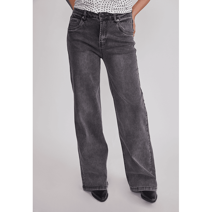Jeans Mujer Wide Leg Tiro Alto Negro Sioux 1