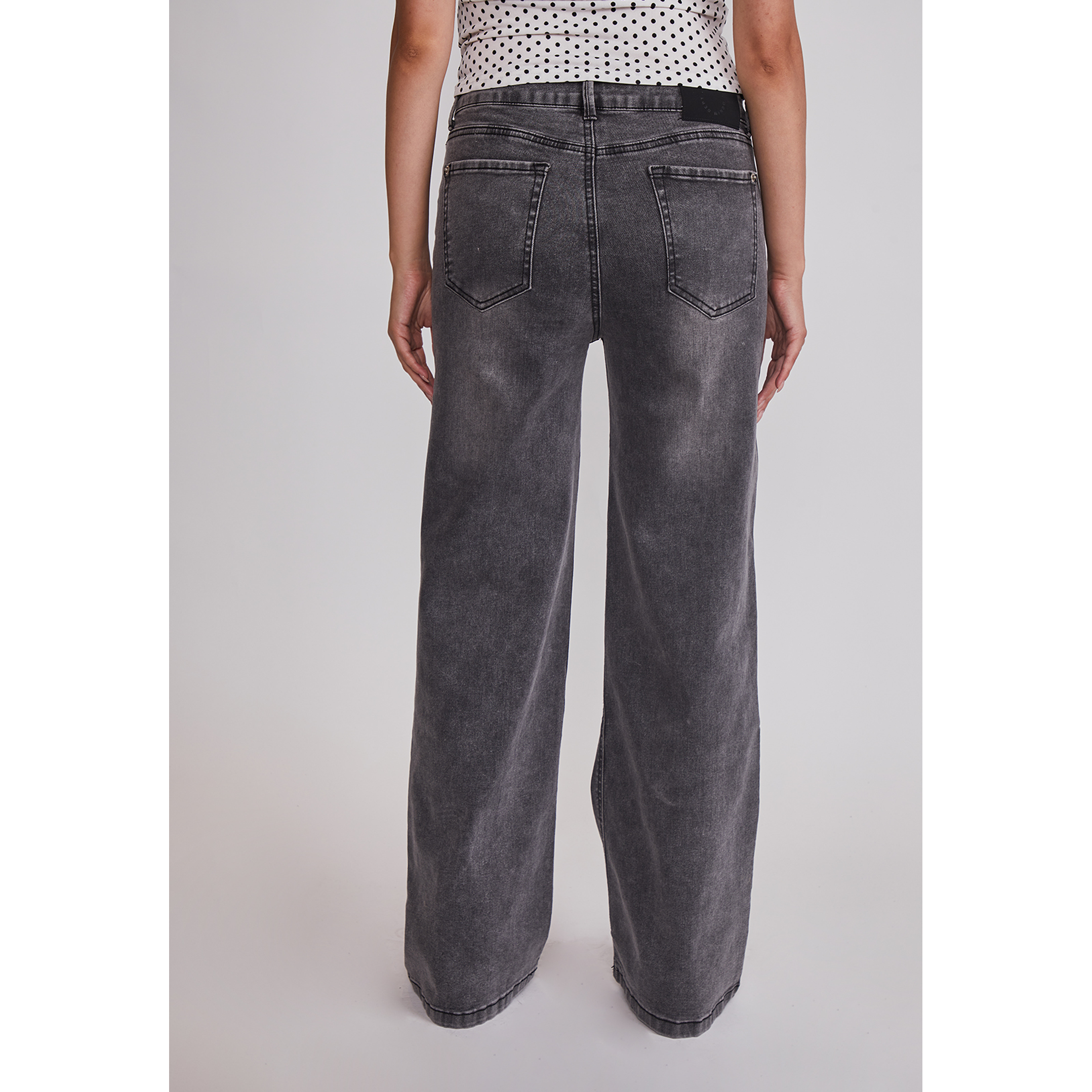 Jeans Mujer Wide Leg Tiro Alto Negro Sioux 3