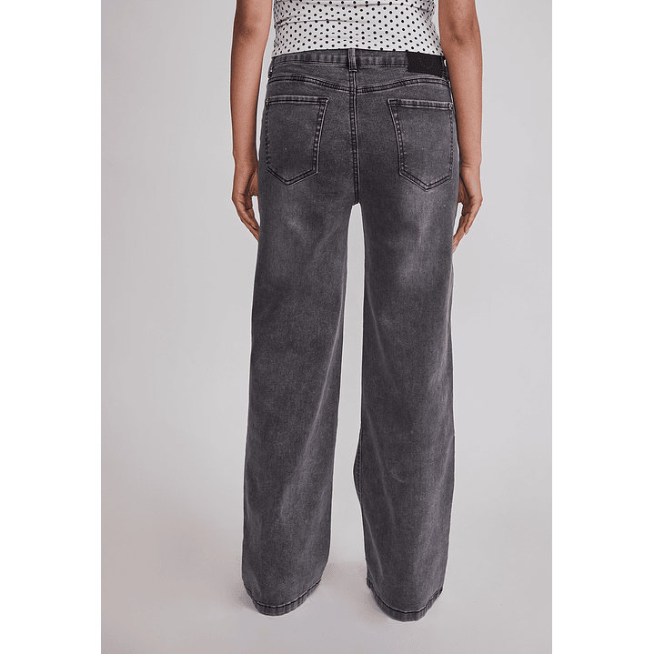 Jeans Mujer Wide Leg Tiro Alto Negro Sioux 3