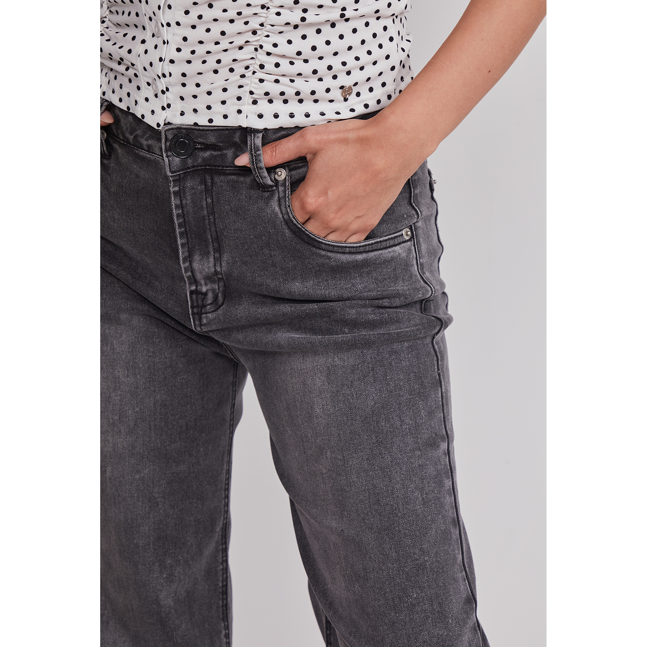 Jeans Mujer Wide Leg Tiro Alto Negro Sioux 4