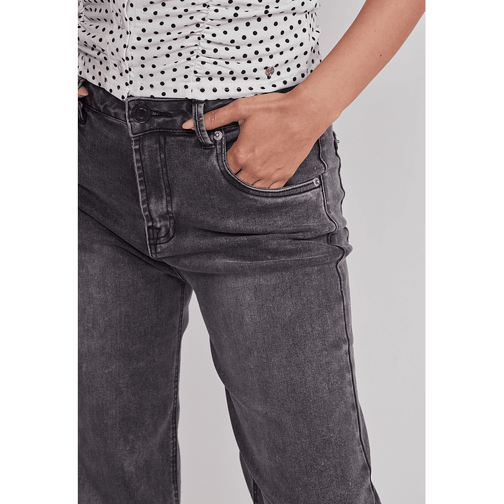 Jeans Mujer Wide Leg Tiro Alto Negro Sioux 4