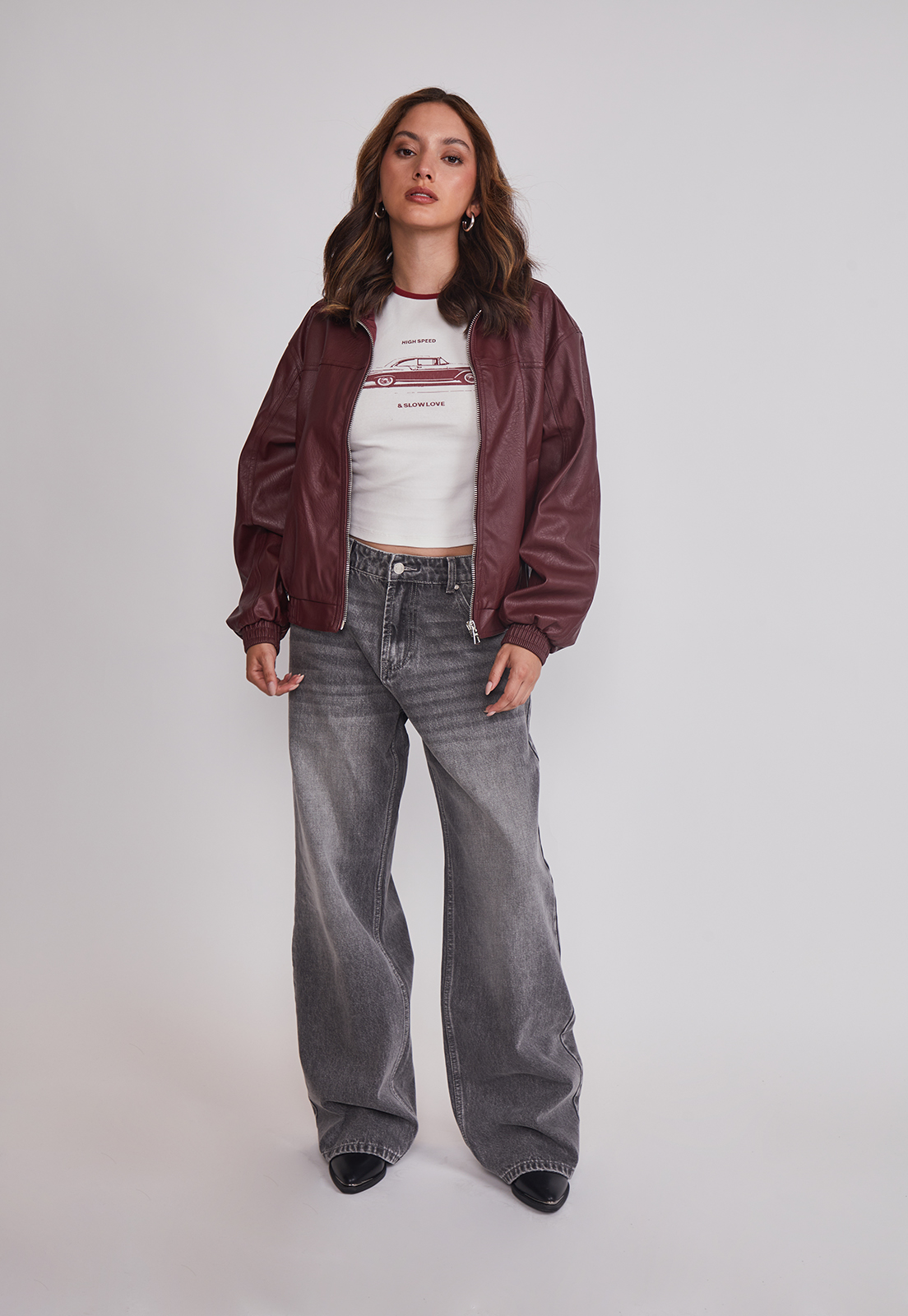 Chaqueta Mujer Ecocuero Burdeo Sioux 3