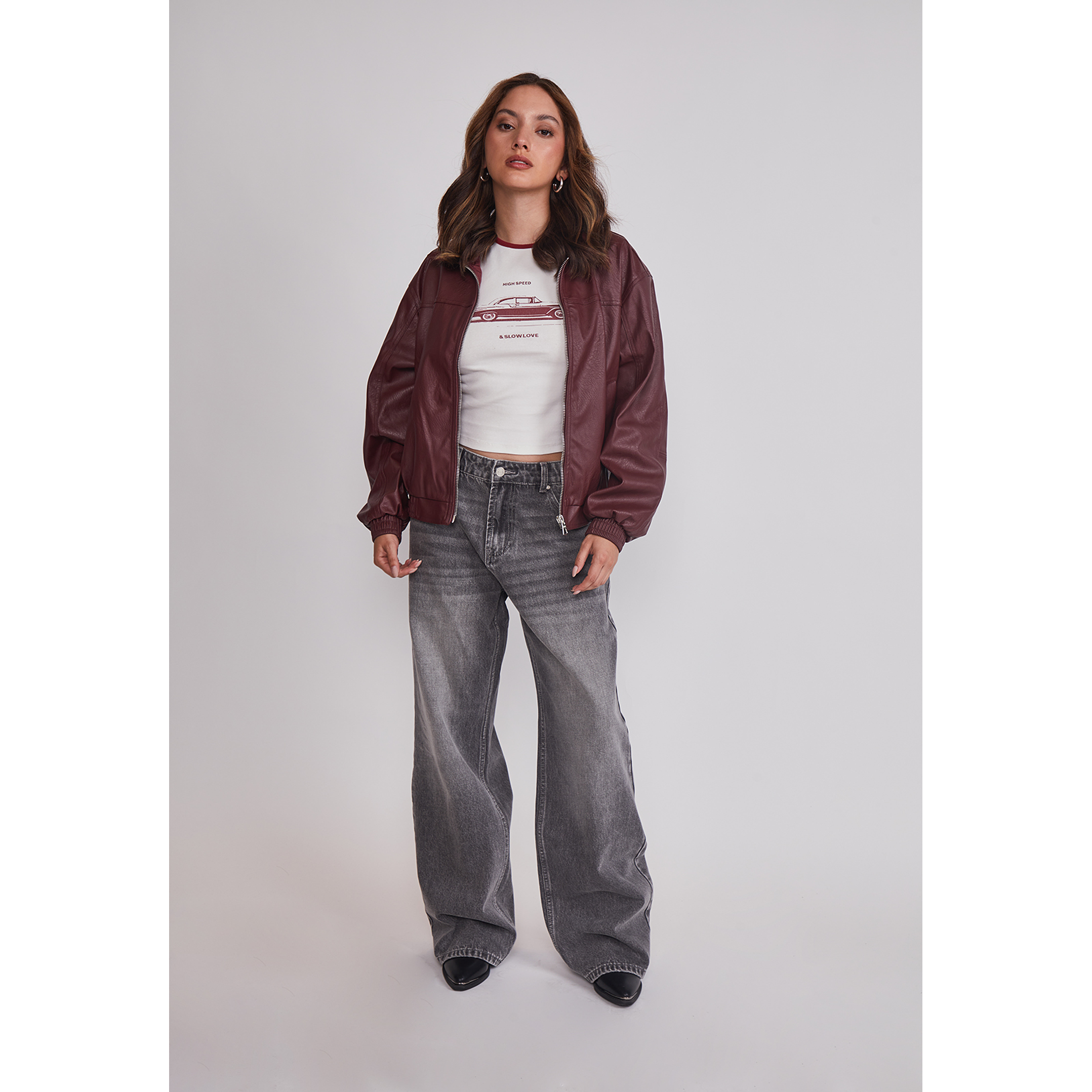 Chaqueta Mujer Ecocuero Burdeo Sioux 2