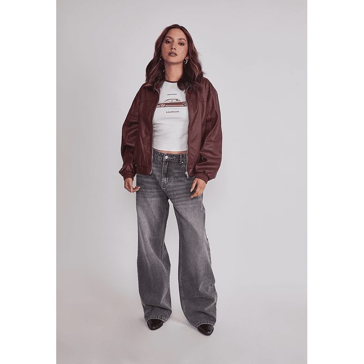 Chaqueta Mujer Ecocuero Burdeo Sioux 2