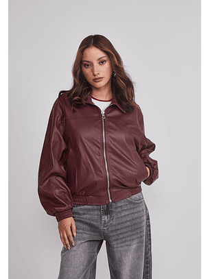 Chaqueta Mujer Ecocuero Burdeo Sioux